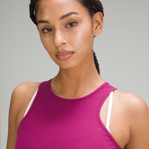NWT Lululemon Modal Silk Twist Back Yoga Tank Top Size 14 Magenta Purple - Picture 3 of 11